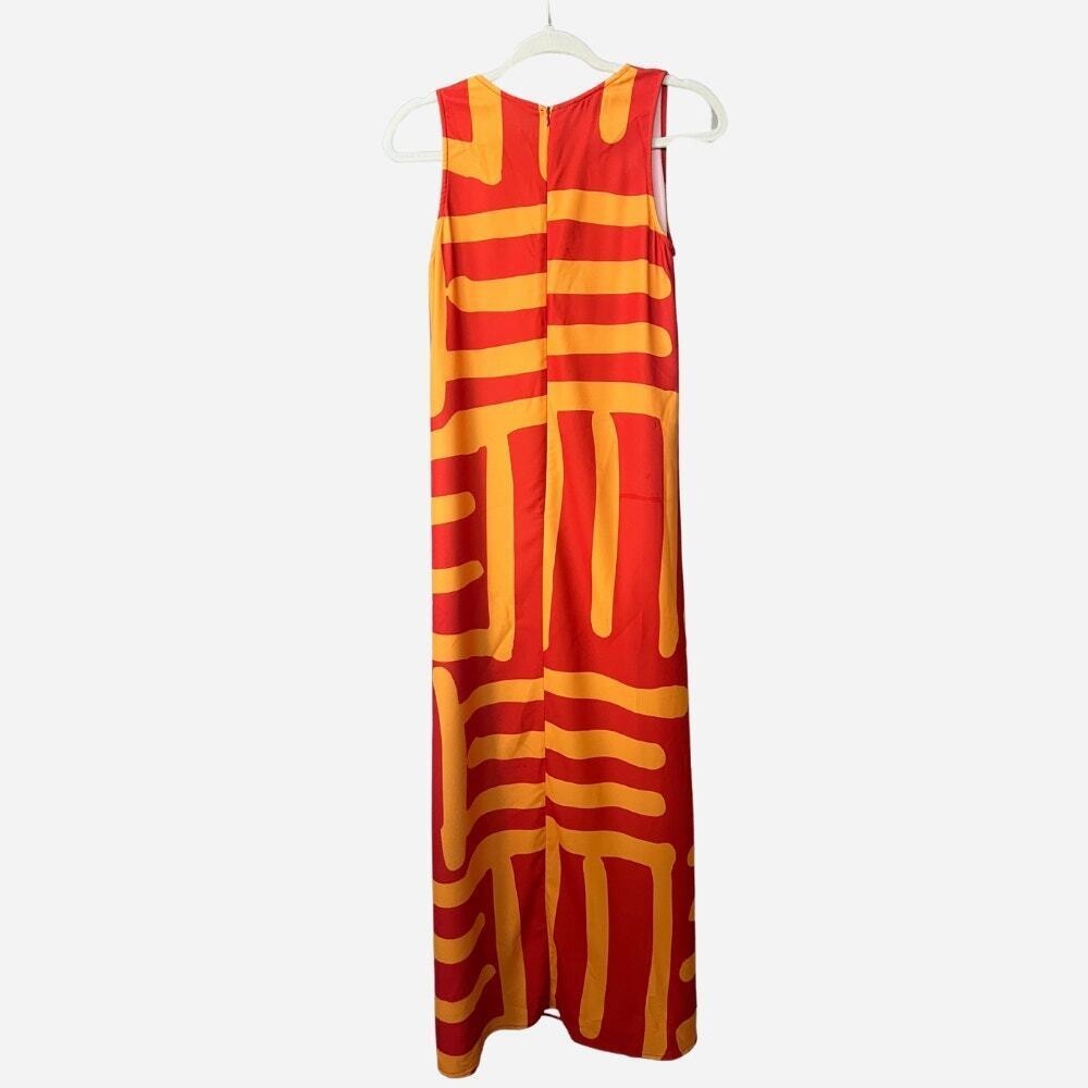 Mossi Printed Trapeze Dress Orange‎ Resort Print - Picture 4 of 5